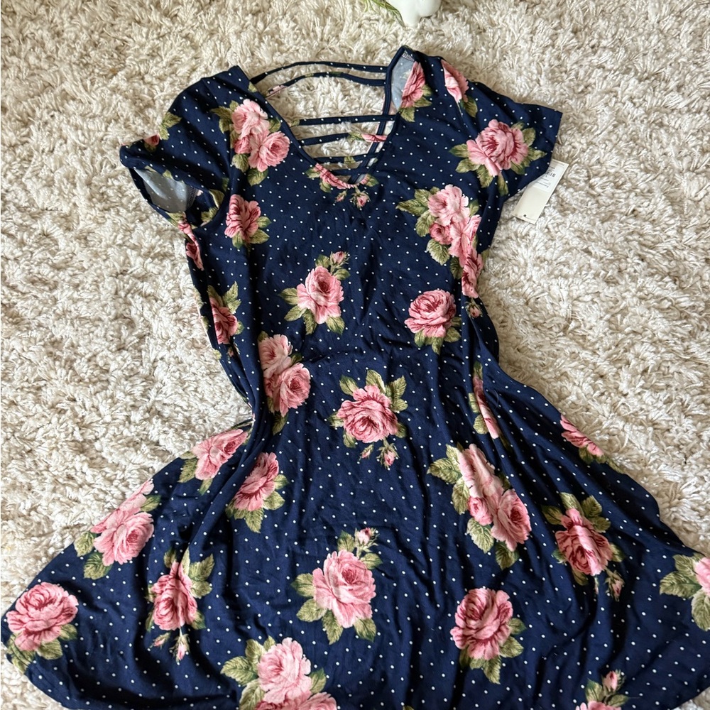 Francesca's Collections Floral Navy Dress